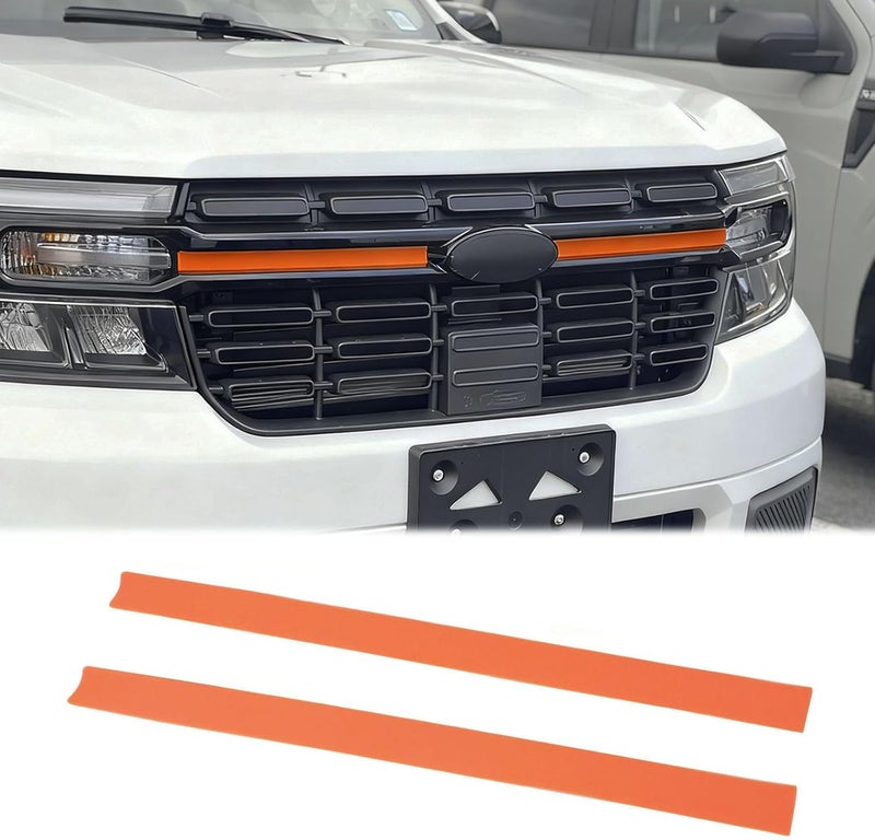 TOPINSTALL 22-24 Stylish Orange Front Middle Grille Insert Compatible with 2022-2024 Ford Maverick Accessories, Premium Silicone Bumper Grille Trim Insert Decorative Strips 2PCS (Not for 2025) - Image 1